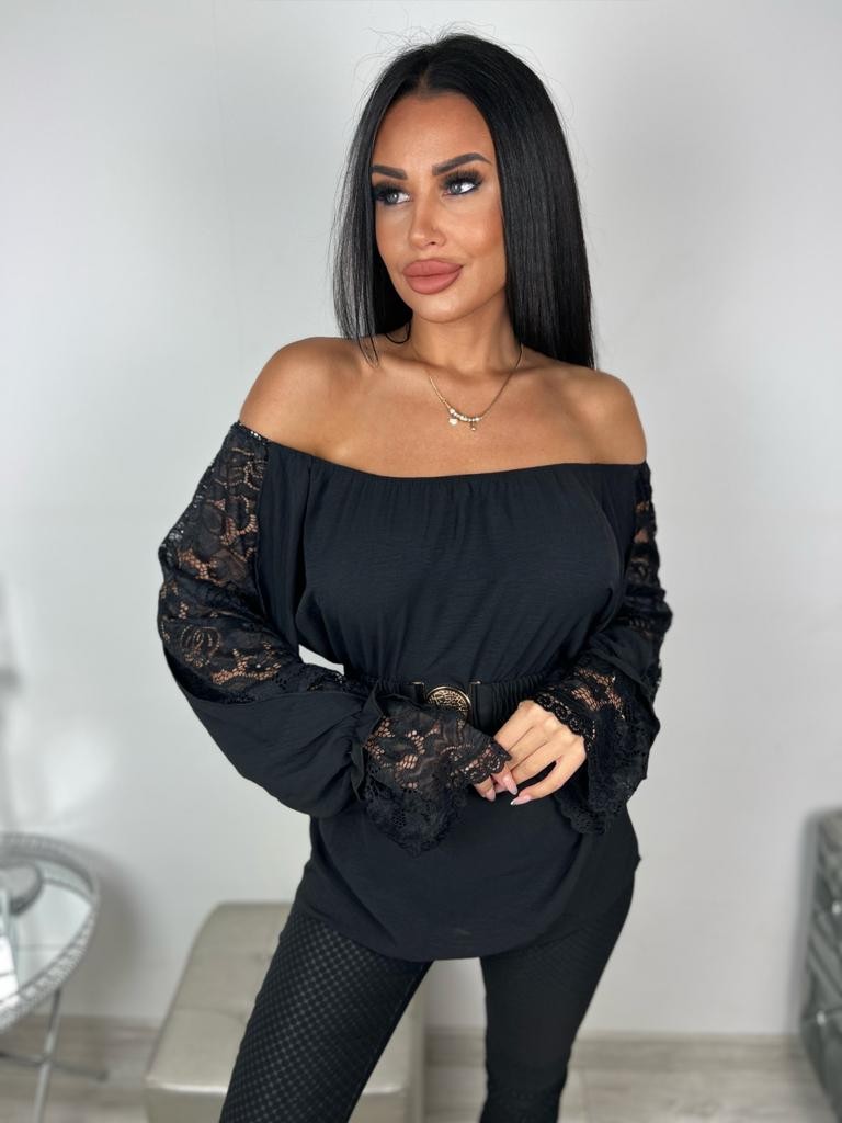 Hiszpanka z koronkową wstawką w rękawach