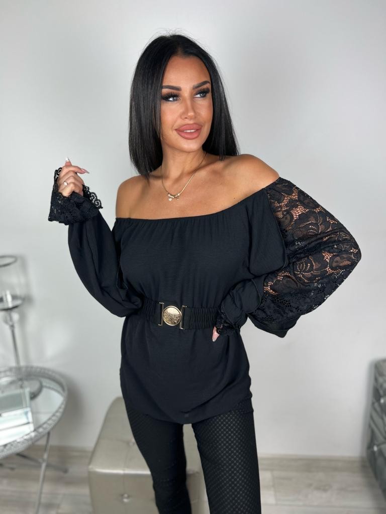 Hiszpanka z koronkową wstawką w rękawach