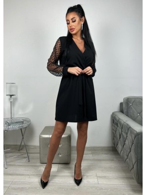 Kopertowa sukienka z ozdobnym rękawem