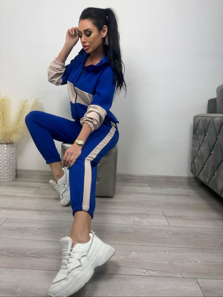 Dwukolorowy komplet z kapturem