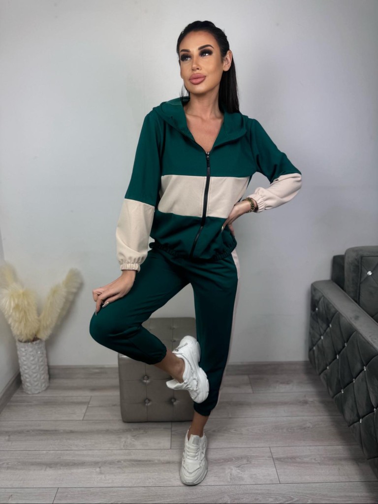 Dwukolorowy komplet z kapturem