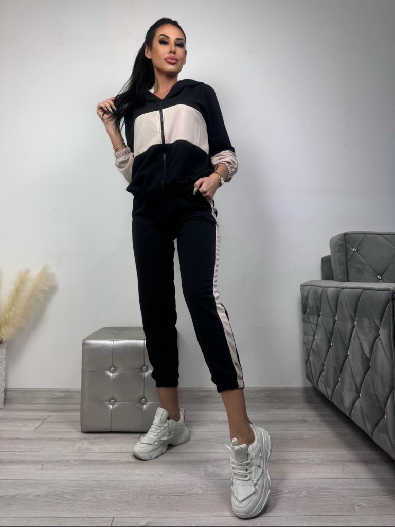 Dwukolorowy komplet z kapturem