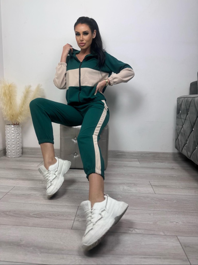 Dwukolorowy komplet z kapturem