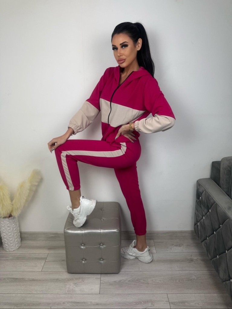 Dwukolorowy komplet z kapturem