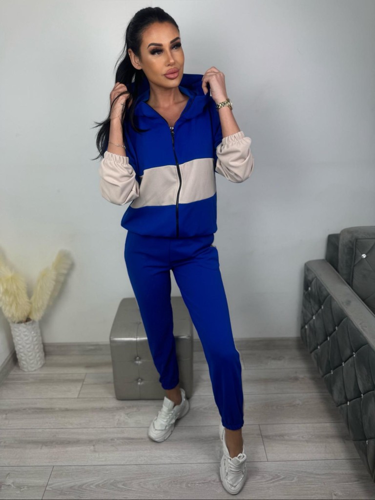 Dwukolorowy komplet z kapturem