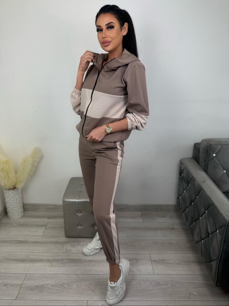 Dwukolorowy komplet z kapturem