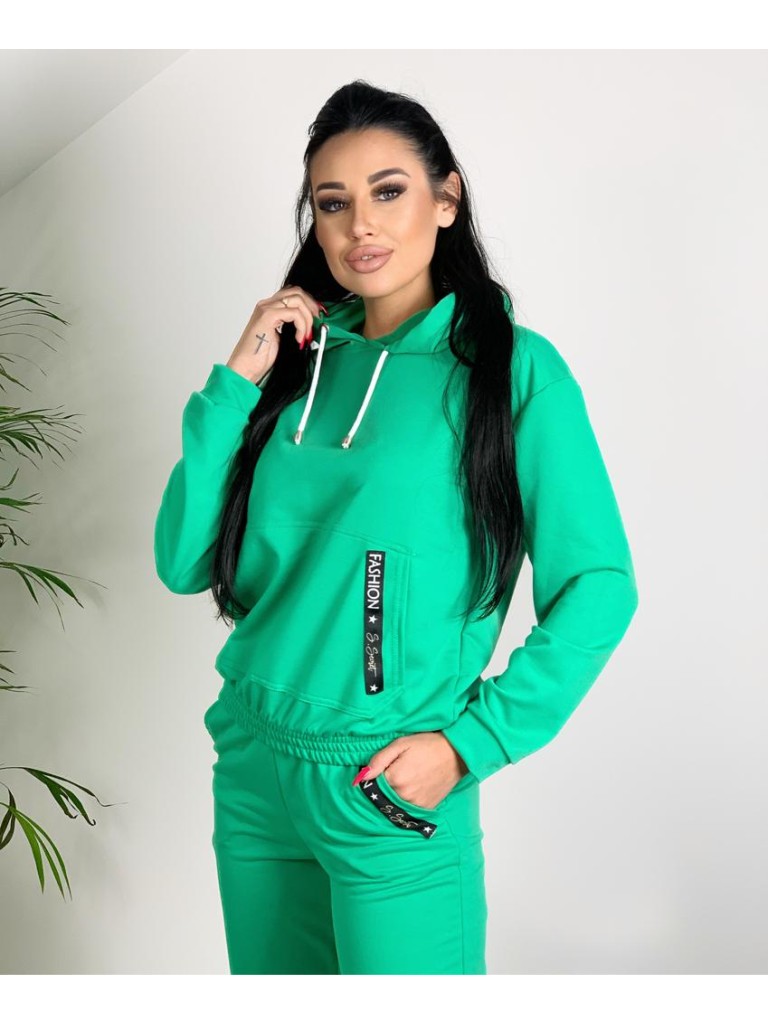 Bawełniany komplet z naszywką fashion