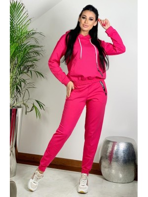 Bawełniany komplet z naszywką fashion