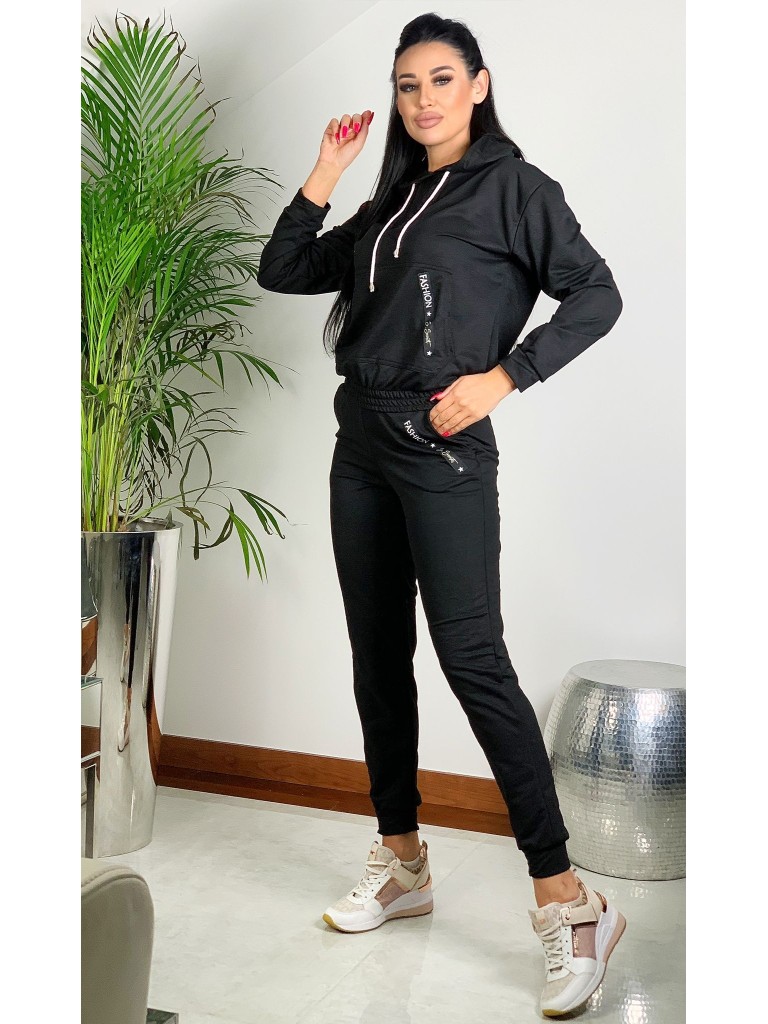 Bawełniany komplet z naszywką fashion