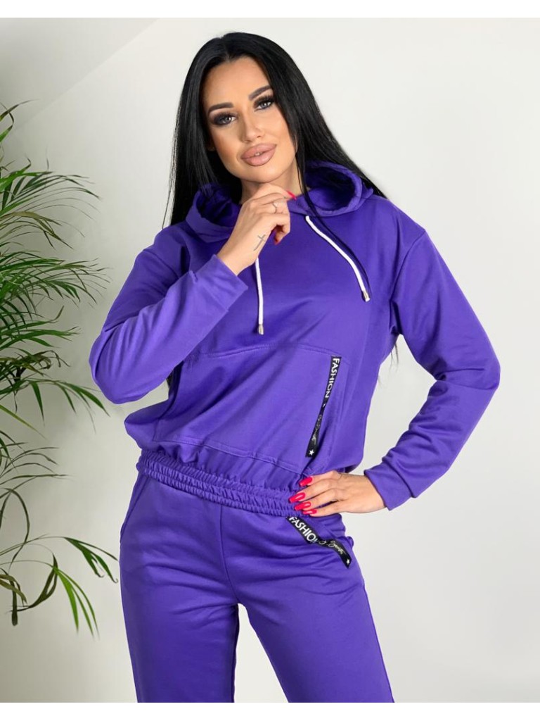 Bawełniany komplet z naszywką fashion