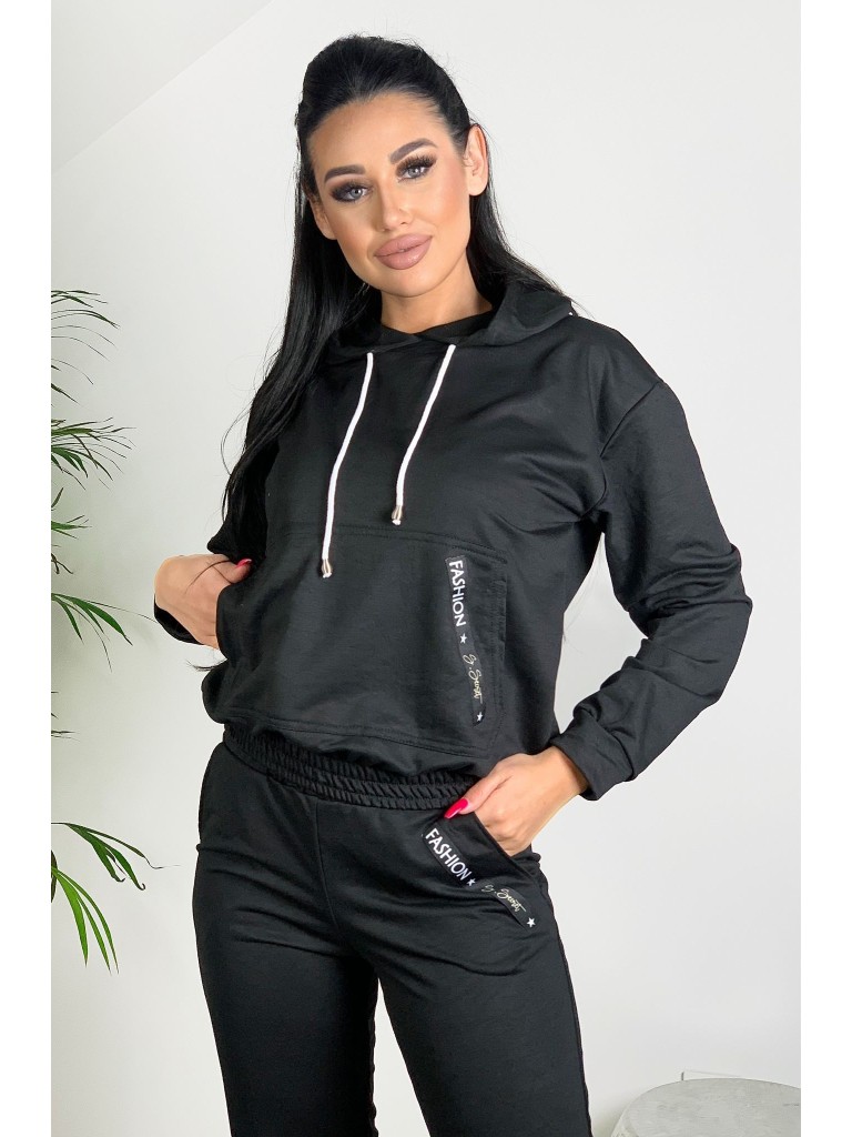 Bawełniany komplet z naszywką fashion